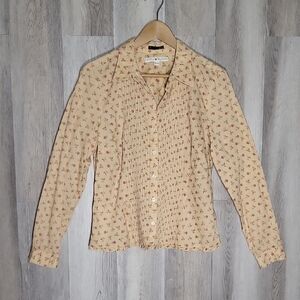 Tommy‎ Hilfiger Womens L Button Front Blouse Floral Western Collared Cowboy